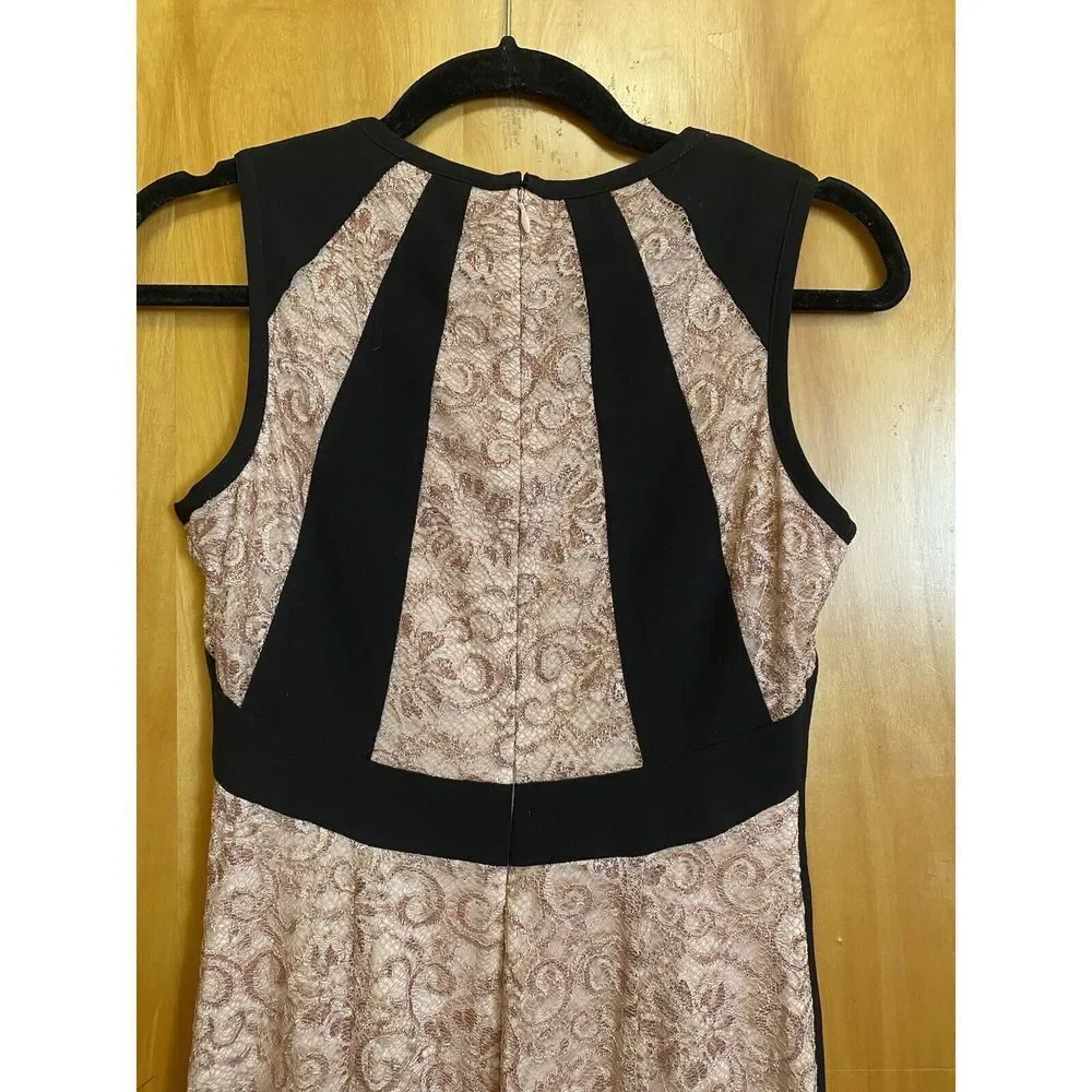 Ivanka Trump Dress Womens 2 Pink Black Sleeveless Metallic - Picture 4 of 9